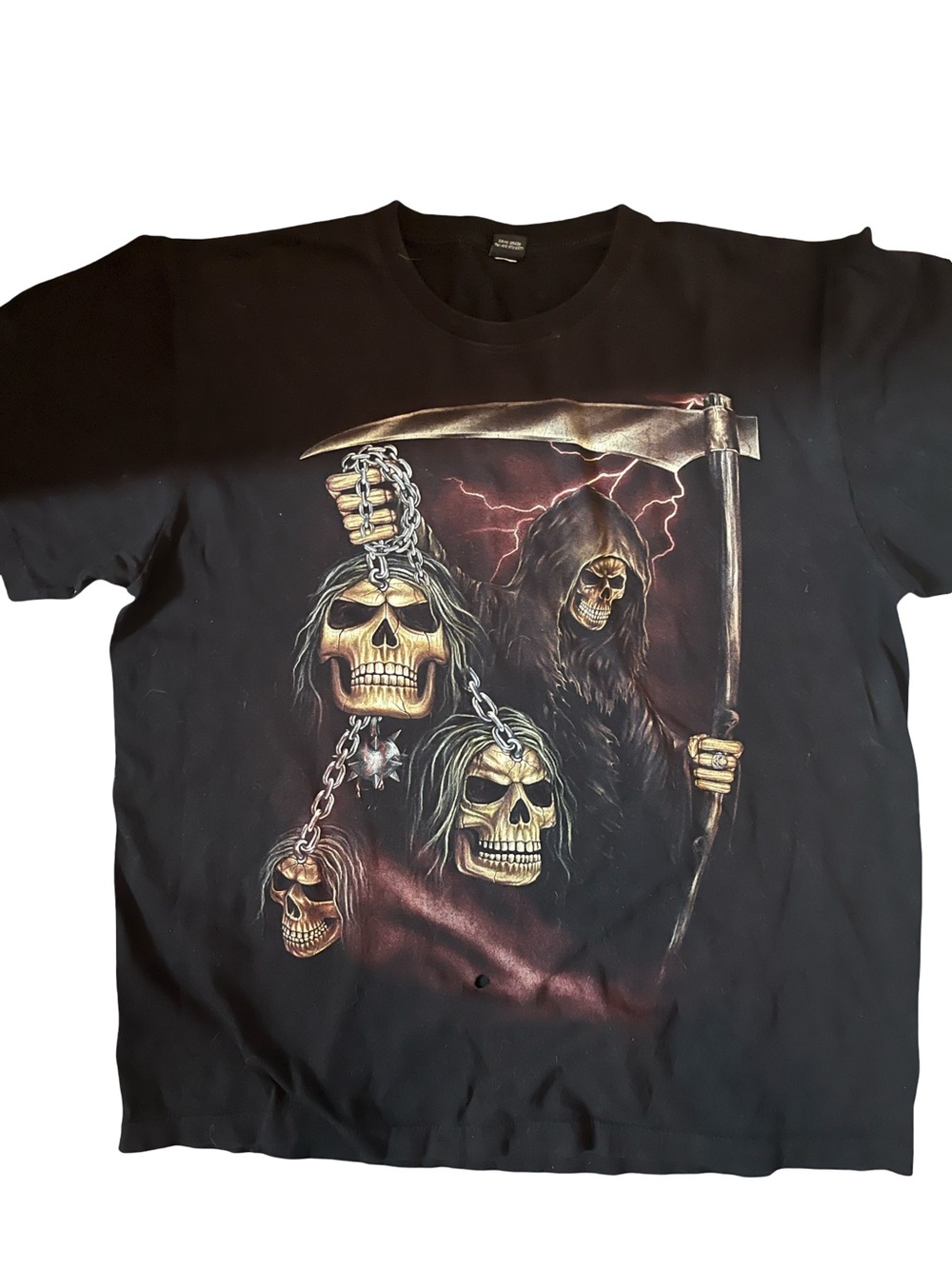 Men's XL grim reaper and sculls t shirt grunge death goth Eval